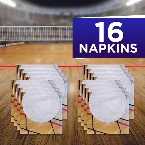 Vista 3 de Servilletas de papel de voleibol (paquete de 16, con pelota y red), colección de fiesta de voleibol Havercamp