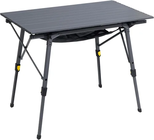 Vista 8 de PORTAL Mesa de camping plegable portátil con patas ajustables, mesa plegable de aluminio mesa enrollable con bolsa de transporte para exteriores