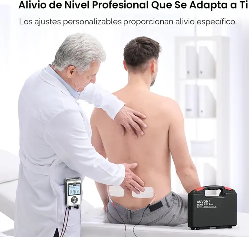 Vista 4 de AUVON - Unidad TENS Digital Recargable, Estimulador Muscular con Batería de 600 mAh, Máquina TENS con 8 Modos Personalizables, Masajeador Eléctrico