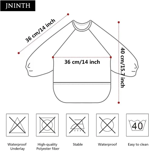 Vista 4 de JNINTH Baberos impermeables y lavables para comer y jugar delantal (6-36 meses)