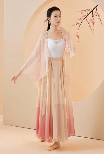 Vista 3 de Angcoco Top de gasa de mariposa bordada tradicional china para mujer + falda con vuelo de 720