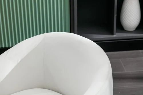 Vista 40 de Silla giratoria decorativa, moderna silla tapizada de barril con respaldo ergonómico y cojín cómodo, sillón individual de ocio para sala de estar