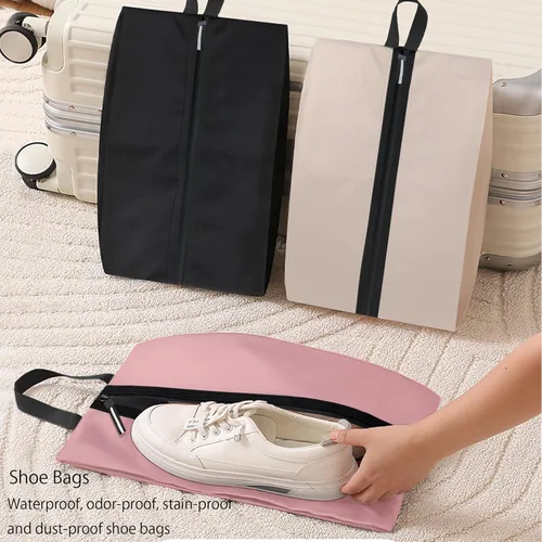 Vista 8 de Bolsa de zapatos para viajes, bolsa de zapatos resistente al agua para gimnasio, bolsa de tacos de fútbol resistente al olor para deporte, Rosado