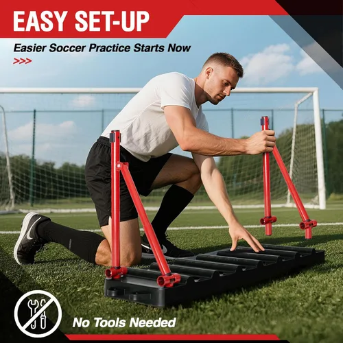Vista 4 de ZEALFEEL - Tablero de Rebote de Fútbol, 6 modos de Rebote en 1, Portátil, Superficie Dual, Pared de Fútbol con 3 Ángulos Ajustables para Pase
