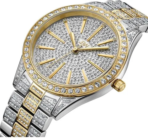 Vista 4 de JBW Reloj de pulsera de lujo para mujer Cristal de 012 quilates con brazalete de eslabones de acero inoxidable