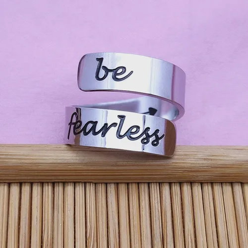 Vista 13 de HOFOYA Anillos inspiradores ajustables de acero inoxidable, anillos de grabado, joyería motivacional, graduación, San Valentín, regalos