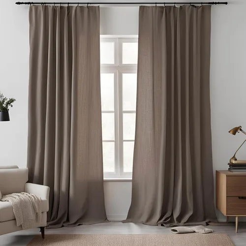 Vista 16 de Cortinas de lino sintético, 2 paneles de 50 pulgadas de ancho (tamaño personalizado, para pedidos personalizados), 17 opciones
