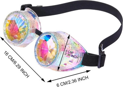 Vista 53 de Gafas de caleidoscopio retro con pinchos, gafas de cristal arcoíris steampunk estilo soldadura, gafas de cosplay punk