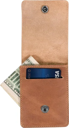 Vista 17 de Hide & Drink, Cartera vertical con bolsillo frontal con ranura para tarjetas, almacenamiento compacto para billetes, tarjetero, cuero de grano