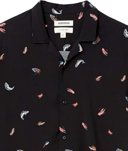 Vista 6 de Goodthreads Camisa hawaiana de manga corta con cuello de campamento para hombre