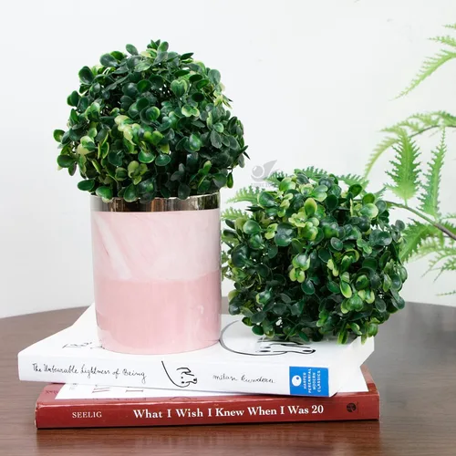 Vista 8 de Azure Zone, Paquete de 6 bolas artificiales de boj de 4 pulgadas para plantas verdes decorativas para jardín y hogar