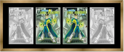 Vista 97 de Marco de cómic blanco mate para cómics publicado entre 1938 y 1955 (marco de madera maciza de cómic de la edad dorada) hecho para mostrar 4 cómics