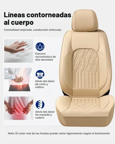 Vista 4 de Huidasource Juego completo de fundas de asiento de automóvil, funda de asiento de cuero transpirable para la mayoría de automóviles, SUV