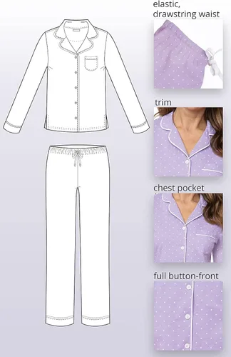 Vista 31 de PajamaGram Conjunto de pijama para mujer – Pijama para mujer, jersey novio, 100% algodón