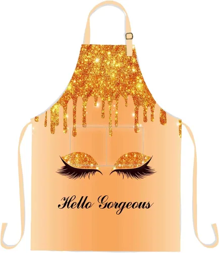 Vista 7 de Hello Gorgeous - Delantal de pestañas de unicornio, delantal ajustable para hombres y mujeres, cocina, hornear, jardinería