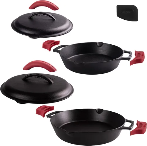 Vista 29 de Sartén de hierro fundido de Cuisinel con tapa - Sartén para freír pre-sazonada de 10" pulgadas + cubierta de vidrio + soporte para mango resistente