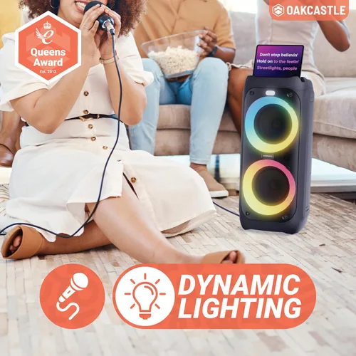 Vista 4 de Altavoz portátil Bluetooth para fiesta Potencia de 80W y batería recargable de hasta 5H Gran altavoz Bluetooth 2.0 con micrófono con cable