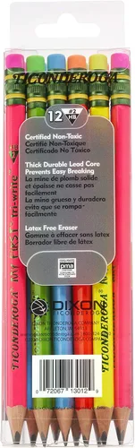 Vista 3 de Ticonderoga My First Tri-Write - Lápices con carcasa de madera, colores neón, 12 unidades (X13012) My First Pencils, carcasa de madera suave