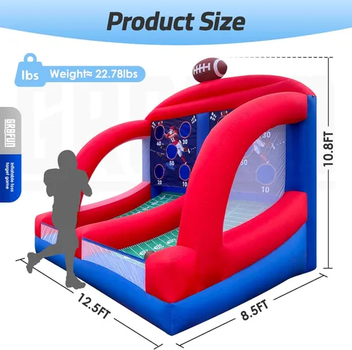 Vista 6 de Juego inflable de lanzamiento de fútbol de carnaval con 4 bolas y soplador, juego de tiro para eventos comerciales, carnavales, fiestas familiares