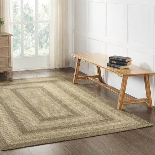 Vista 5 de VHC Brands Alfombra de adoquines, mezcla de yute, medio círculo, gris tostado, blanco, 16.5 x 33 pulgadas