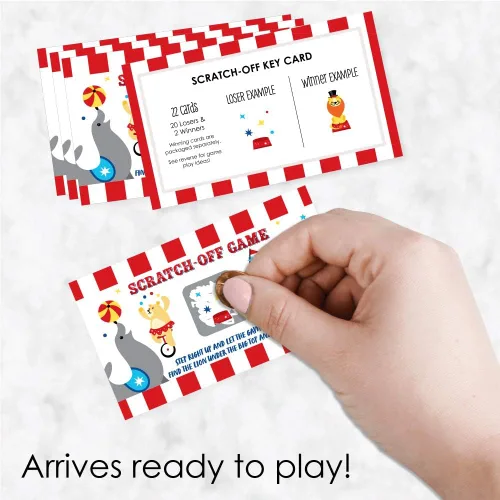 Vista 2 de Big Dot of Happiness Carnaval - Step Right Up Circus - Juego temático de carnaval tarjetas raspar - 22