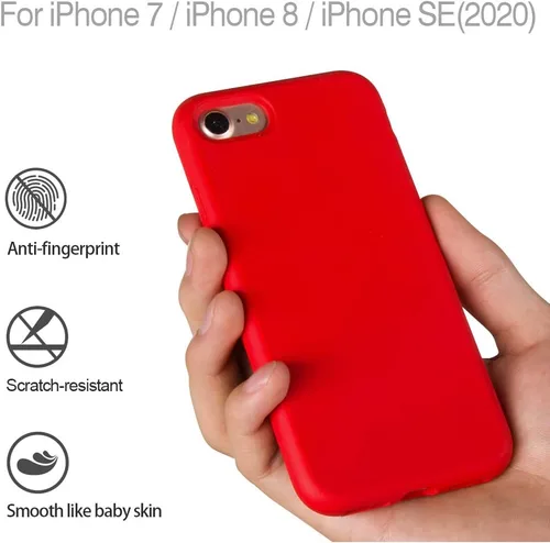Vista 3 de Miracase Funda diseñada para iPhone SE 2022/SE 2020/7/8, funda multicolor de silicona a prueba de golpes (rojo)