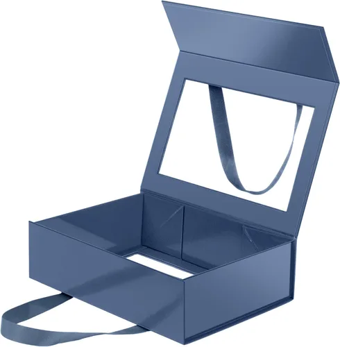 Vista 53 de Caja de regalo negra con ventana, caja de regalo magnética transparente para regalo, caja de propuesta de padrino de boda (10.5 x 7.5 x 3 pulgadas)
