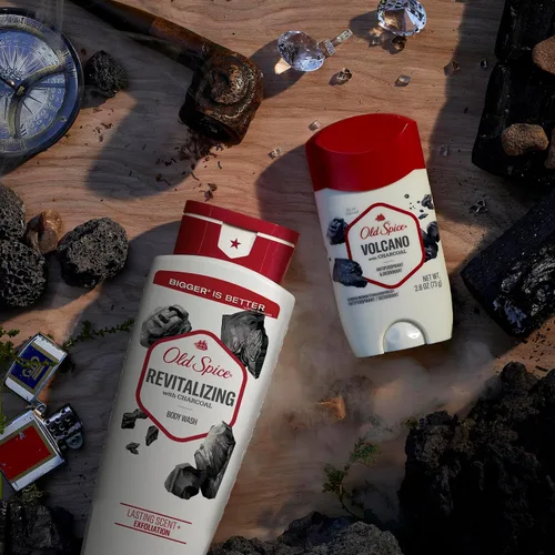 Vista 3 de Old Spice Gel de baño limpiador para hombres, ducha 24/7 fresco con aroma duradero, exfolia y humedad, suave para la piel, vitamina B3, volcán
