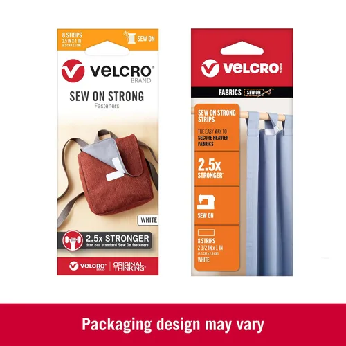 Vista 2 de VELCRO Brand Tiras fuertes para coser 8 juegos, blanco 2.5 x 1 pulgada 2-Blanco