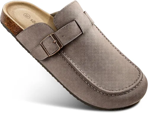 Vista 8 de BULLIANT Zuecos pantuflas sandalias de enfermería zapatos de trabajo para hombres y mujeres, parte superior con forro polar + plantilla de corcho