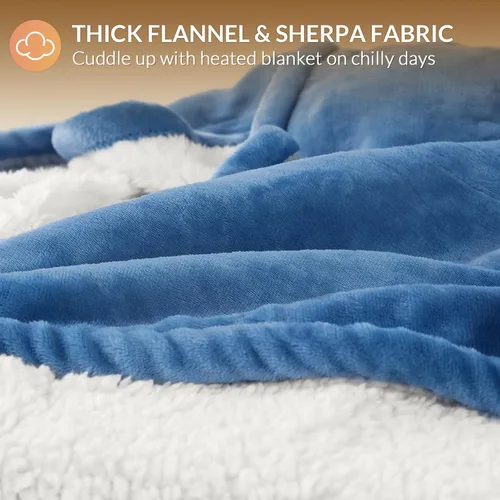 Vista 5 de HOMLYNS LuxeHeat - Manta térmica eléctrica tamaño King, manta térmica de franela suave Sherpa con 10 ajustes de calor, temporizador de 1 a 10 horas