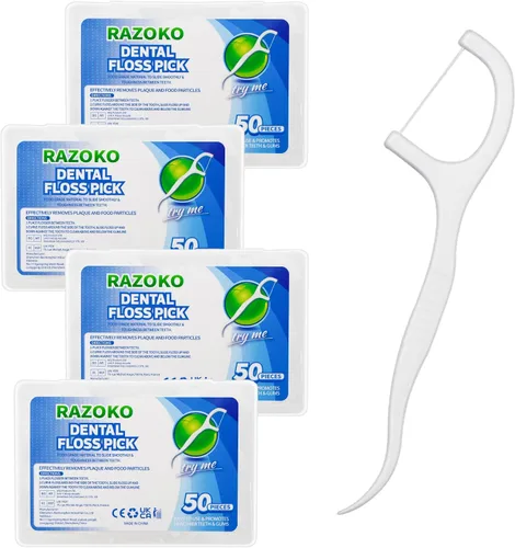 Vista 9 de RAZOKO Estuche portátil de hilo dental, almacenamiento de 10 púas de hilo dental en caja, dispensador de púas de hilo dental para limpieza