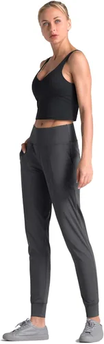 Vista 6 de Dragon Fit Pantalones deportivos para mujer con bolsillos, cintura alta, entrenamiento, yoga, pantalones de chándal cónicos, pantalones de descanso