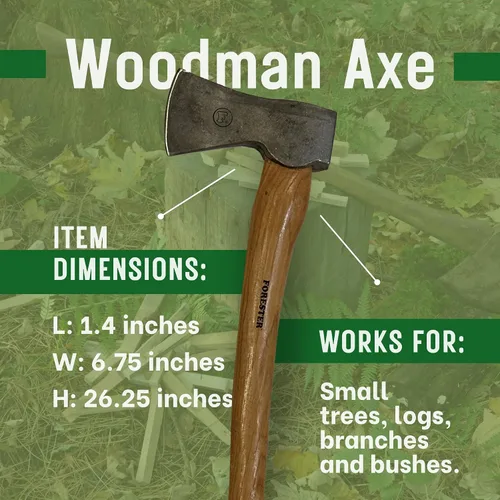 Vista 5 de FORESTER Woodman - Hacha de corte de madera de 24 pulgadas con vaina, hacha multiusos con mango de nogal para cortar y cortar madera, acero sueco