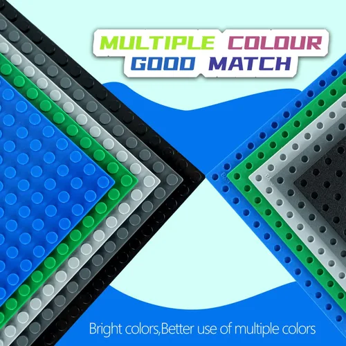 Vista 4 de EKIND 2 placas base clásicas de 5 x 10 pulgadas, compatibles con ladrillos de juguete de las principales marcas, fomenta la lógica y la creatividad