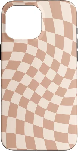Vista 19 de iPhone 16 Beige Cream Twisted Checkered Swirl 60s 70s Aesthetic Brown Case