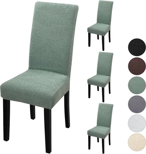 Vista 5 de Fuloon Paquete de 4 Fundas Protectoras para Asientos de Sillas de Comedor Super Ajustadas Elásticas Extraíbles Lavables Cortas para Hotel, Comedor