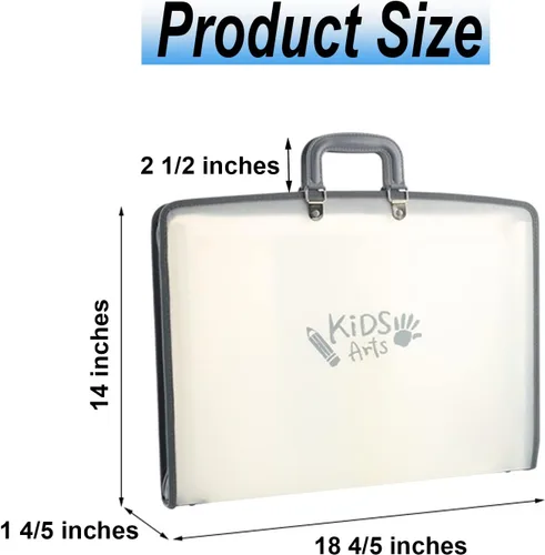 Vista 2 de Acocony - Organizador de archivos de 11 x 17 pulgadas con 13 bolsillos 11x17 portfolio folder for artwork with Handle and Zipper Closure, Frosted