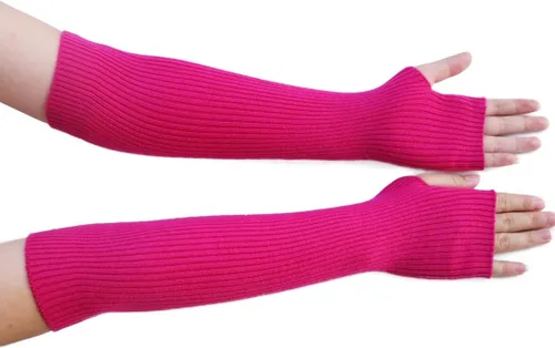 Vista 51 de Facecozy Calentadores de brazos para mujer, mezcla de lana de cachemira, guantes largos sin dedos para mujer, guantes para clima frío con agujero