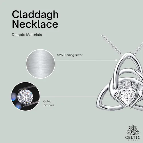 Vista 2 de Claddagh Necklace Celtic Knot Earrings Irish Jewelry Wedding Anniversary Ireland Gifts Women Claddagh 925 Sterling Silver Heart Hand Crown