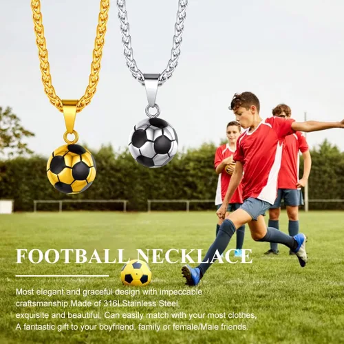 Vista 2 de Richsteel Collar de acero inoxidable para fútbol baloncesto fútbol guantes para hombres y mujeres fanáticos de los deportes de 22 pulgadas con caja