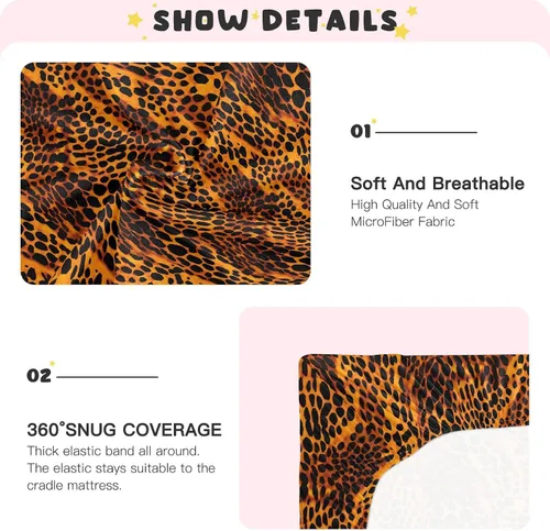 Vista 5 de Fitted Crib Sheets Animal Print Leopard Baby Crib Sheets for Boy & Girl Toddler Mattress Sheets 21216606