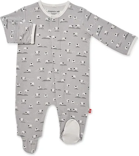 Vista 16 de Magnético Me Pijamas con piecitos de modal suave para bebé con cierre magnético rápido Pijama para niños y niñas, recién nacido a 24 meses