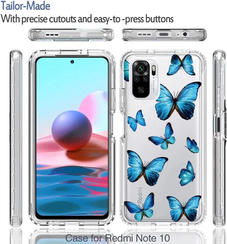 Vista 5 de Funda para Redmi Note 10 (4G)/Note 10S M2101K7BG con protector de pantalla de vidrio templado, suave 360 cuerpo completo a prueba de golpes