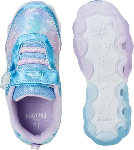 Vista 5 de Disney Zapatillas de deporte Frozen para niñas, sin cordones, con luz, para correr (bebéniña pequeña), Púrpura tornasol