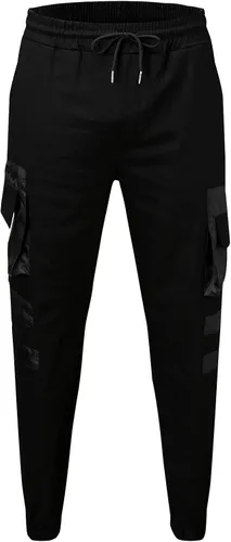 Vista 3 de GDJGTA Pantalones cargo de moda para hombre con múltiples bolsillos, ajuste relajado, hip hop, juvenil, adolescente, ropa de calle