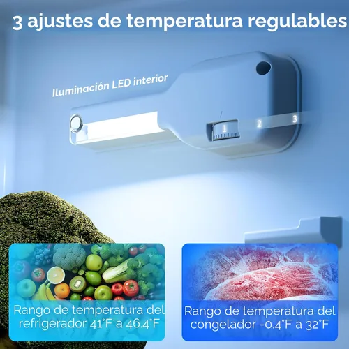 Vista 5 de Electactic 3.1 pies cúbicos Mininevera con congelador de 2 puertas, refrigerador compacto mini con estantes de vidrio ajustables y removibles