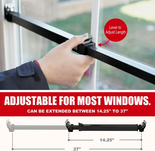 Vista 4 de SecurityMan Barra de seguridad para ventana, fácil de instalar para ventanas horizontales/verticales, barra de bloqueo de ventana ajustable
