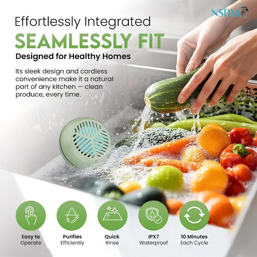Vista 4 de Lavadora de frutas y verduras, dispositivo limpiador de frutas y verduras, portátil USB inalámbrico Veggie Wash con tecnología de purificación