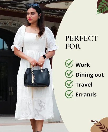 Vista 4 de Bolso bandolera con asa superior para mujer, bolso pequeño de cuero vegano, negro, regalos para mujer, Negro -, Pequeña, Bolso de mano con asa